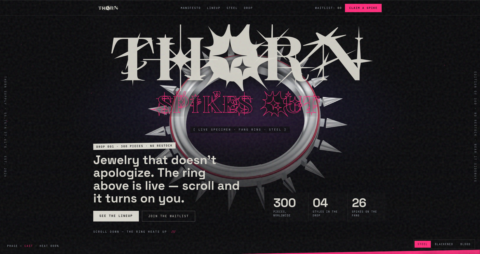 Thorn — promo website with art direction by Dmitrii Dark, freelance developer
